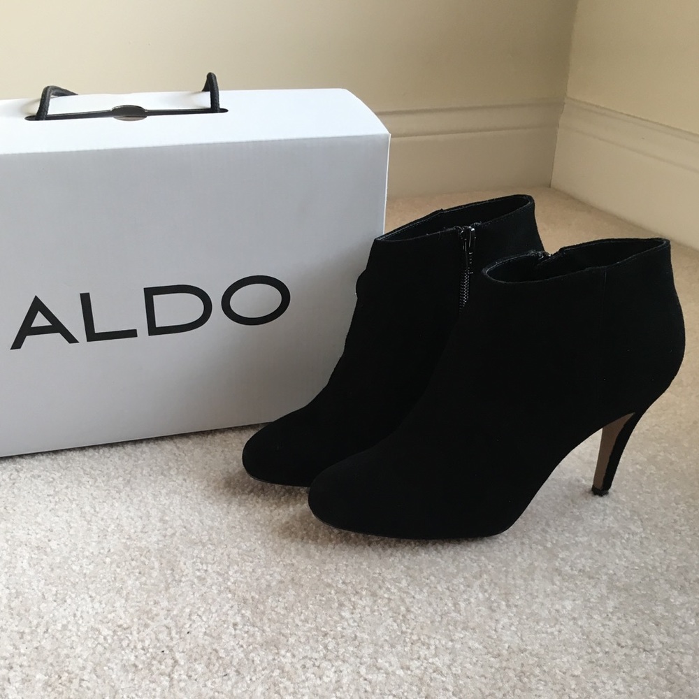 ALDO Black Suede Heeled Booties